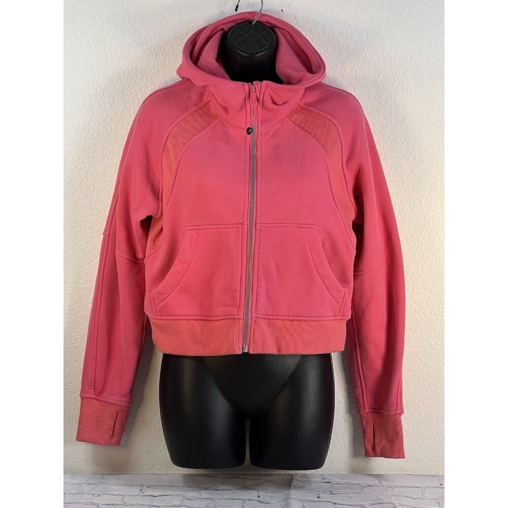 Lululemon Scuba Full Zip Cropped Hoodie In Lip Gloss Pink Size S/XS excellent - Picture 8 of 11